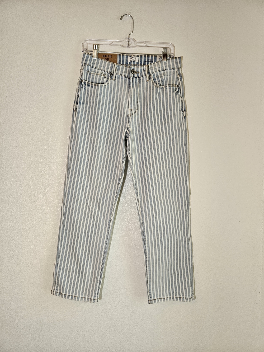 Kensie Vintage Luxe The Ella Blue and White Striped Straight Leg Jeans Size 6 - Picture 2 of 9